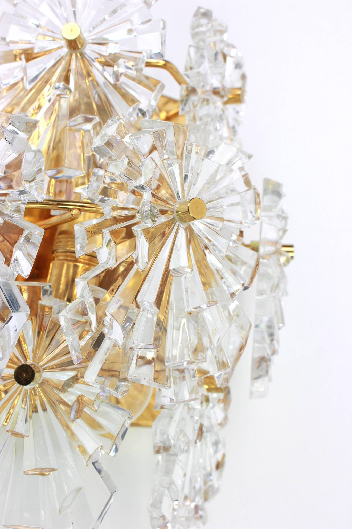 Magnificent pair of crystal wall lights by Kinkeldey, Germany, 1970s.