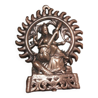 Best 10.5” Saraswati Wall Hanging Devi Hindu Goddess Metal New Gift Home
