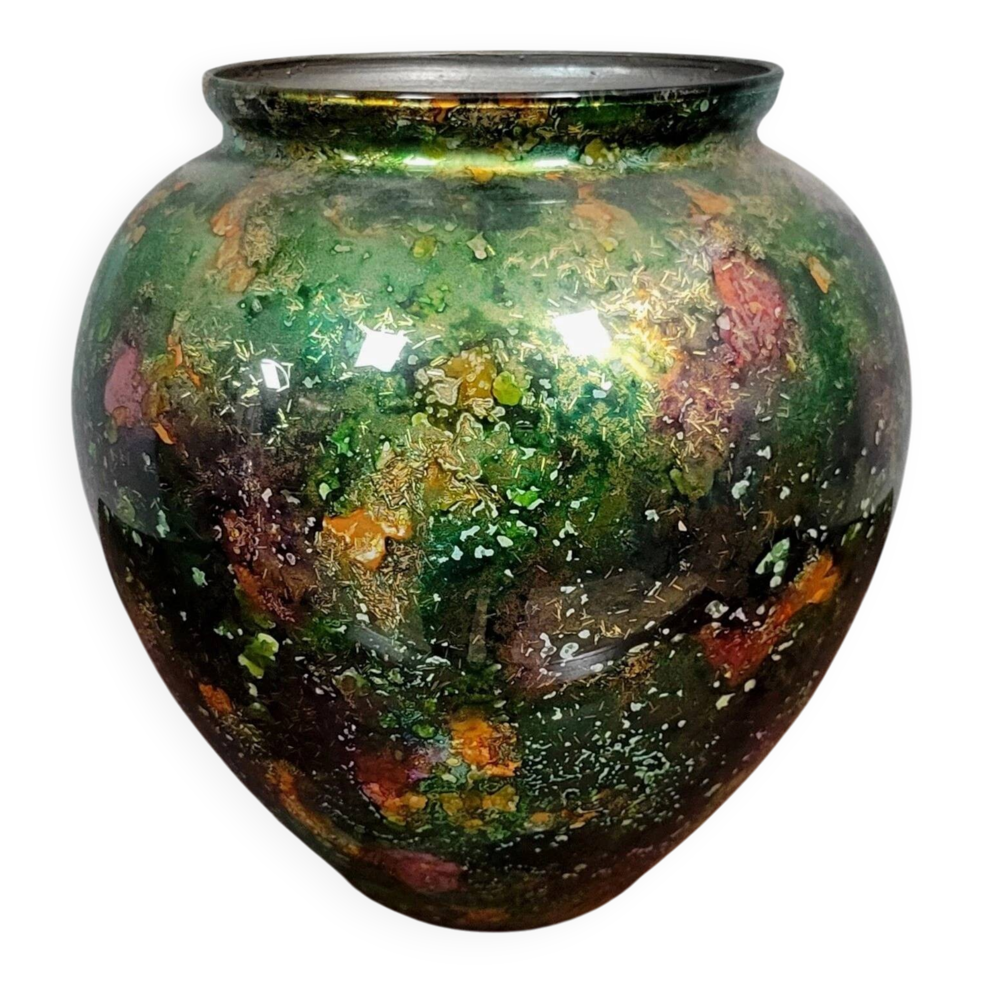 Large designer ball-shaped vase from the "laque line" art workshops