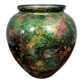 Large designer ball-shaped vase from the "laque line" art workshops
