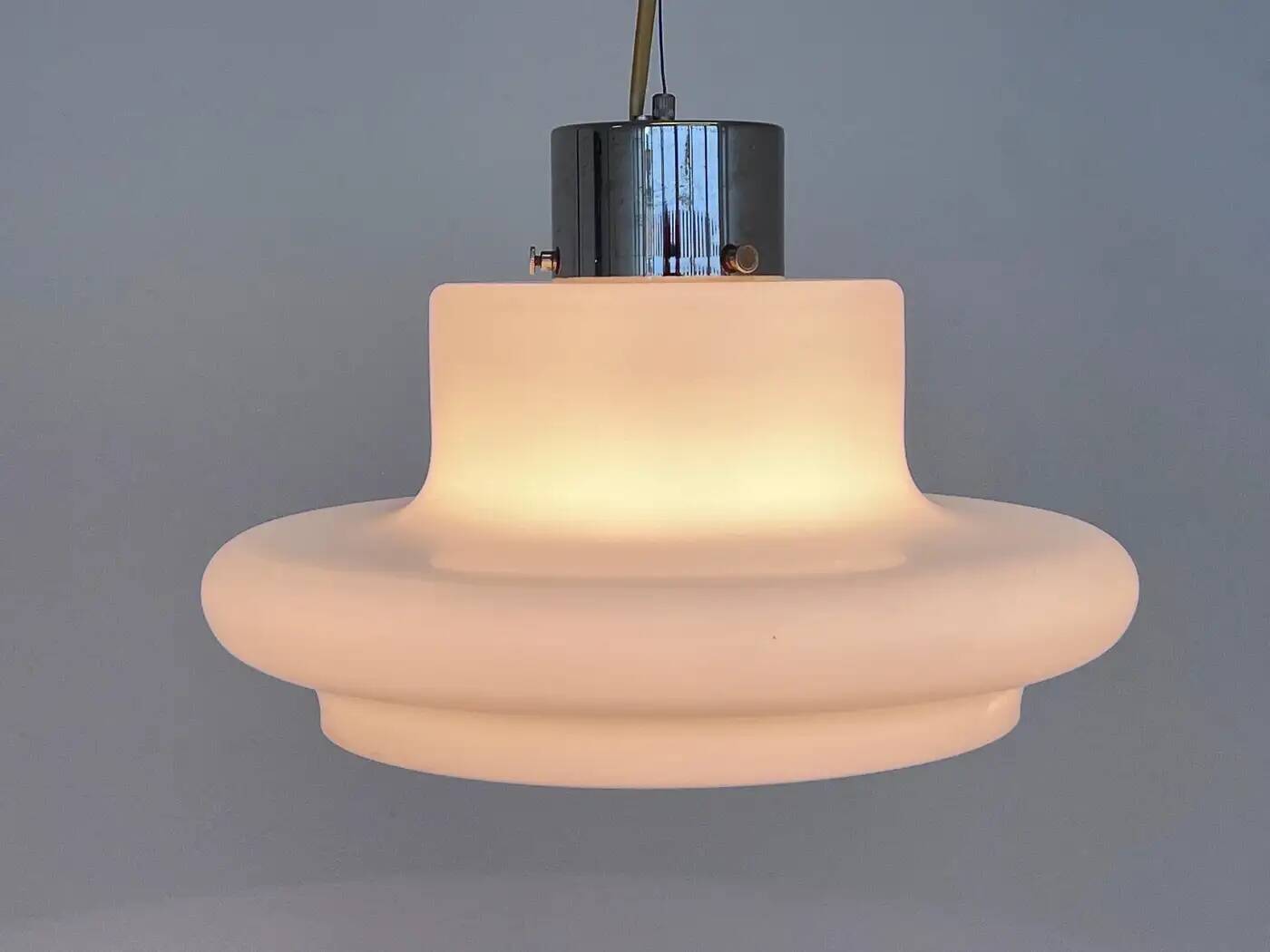 Design white glass pendant by Karel Volf, Czechoslovakia, 1970s