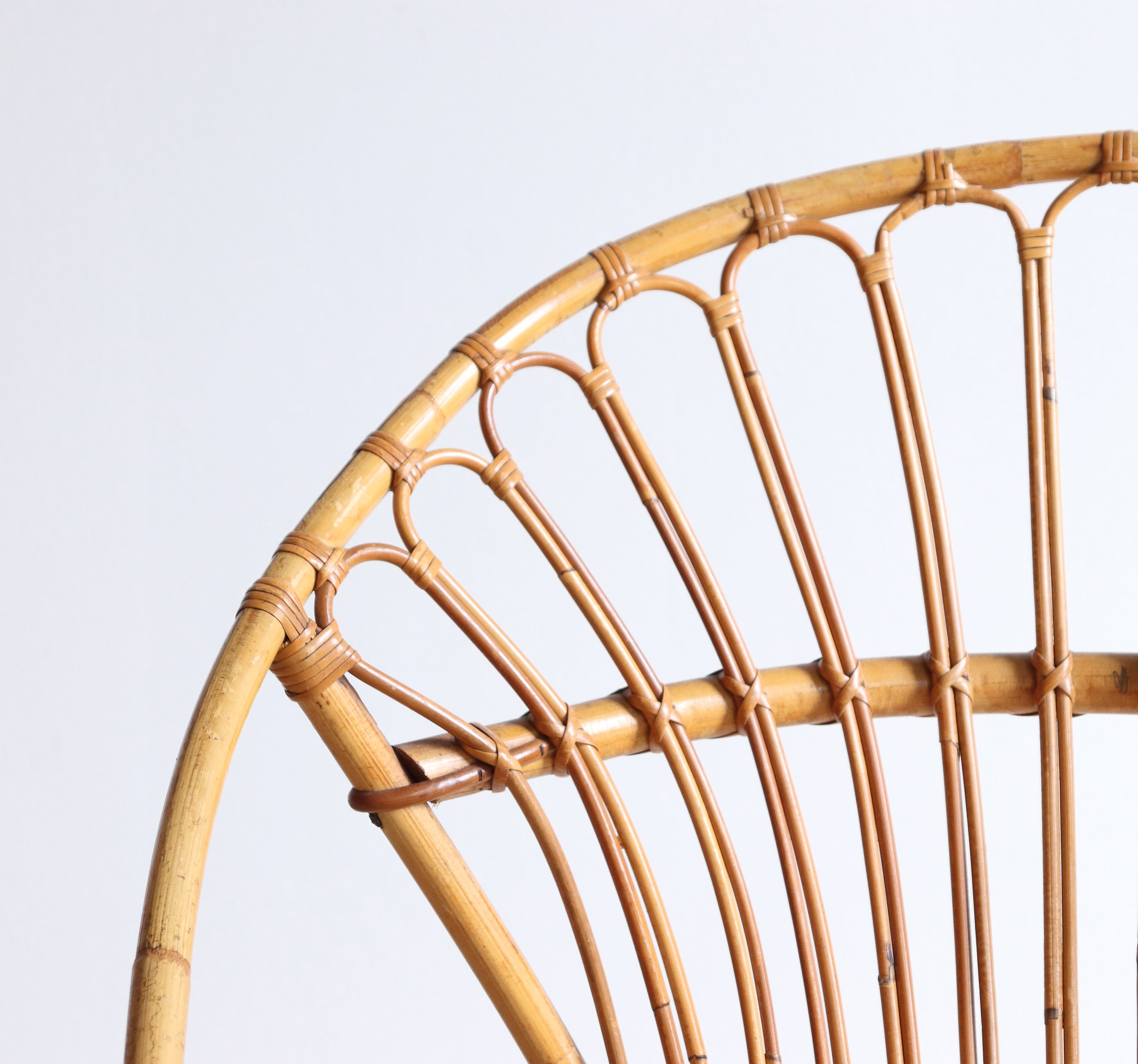 Adult size rattan shell armchair from the 60s