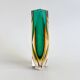 Faceted Sommerso vase from Murano in green
