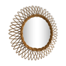 Vintage mirror 1960 sun rattan flower wicker - 50 cm