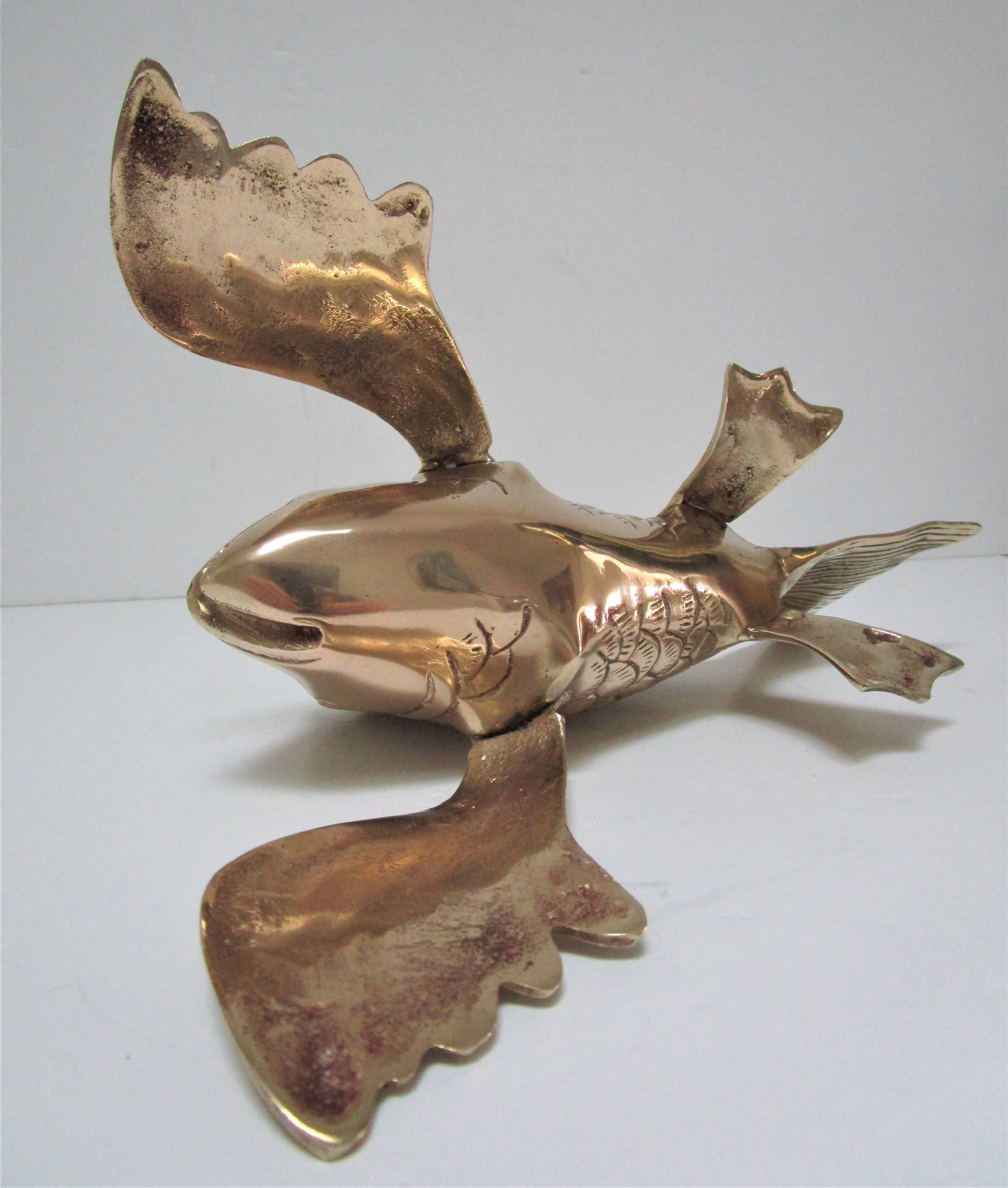 Sculptural brass fish from the 70s