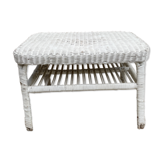 White rattan coffee table, 1960s