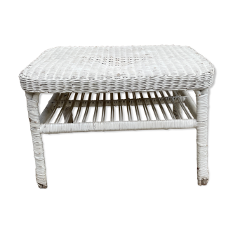 Table basse en rotin blanc, années 1960