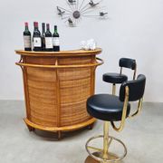 Vintage rattan bamboo Tiki bar cocktail bar 1970