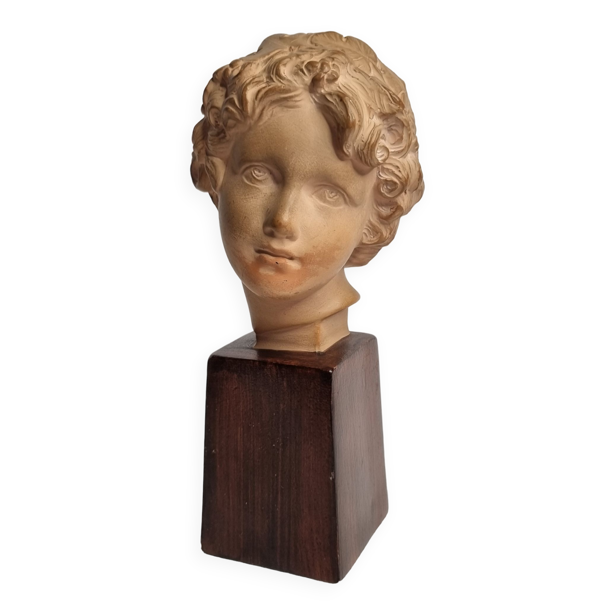 Bust of Bacchus child in patinated terracotta, 21 cm