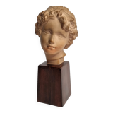 Bust of Bacchus child in patinated terracotta, 21 cm