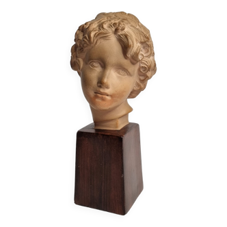 Bust of Bacchus child in patinated terracotta, 21 cm