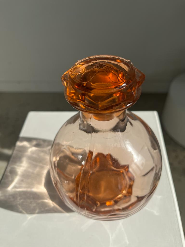 Pink glass liqueur decanter