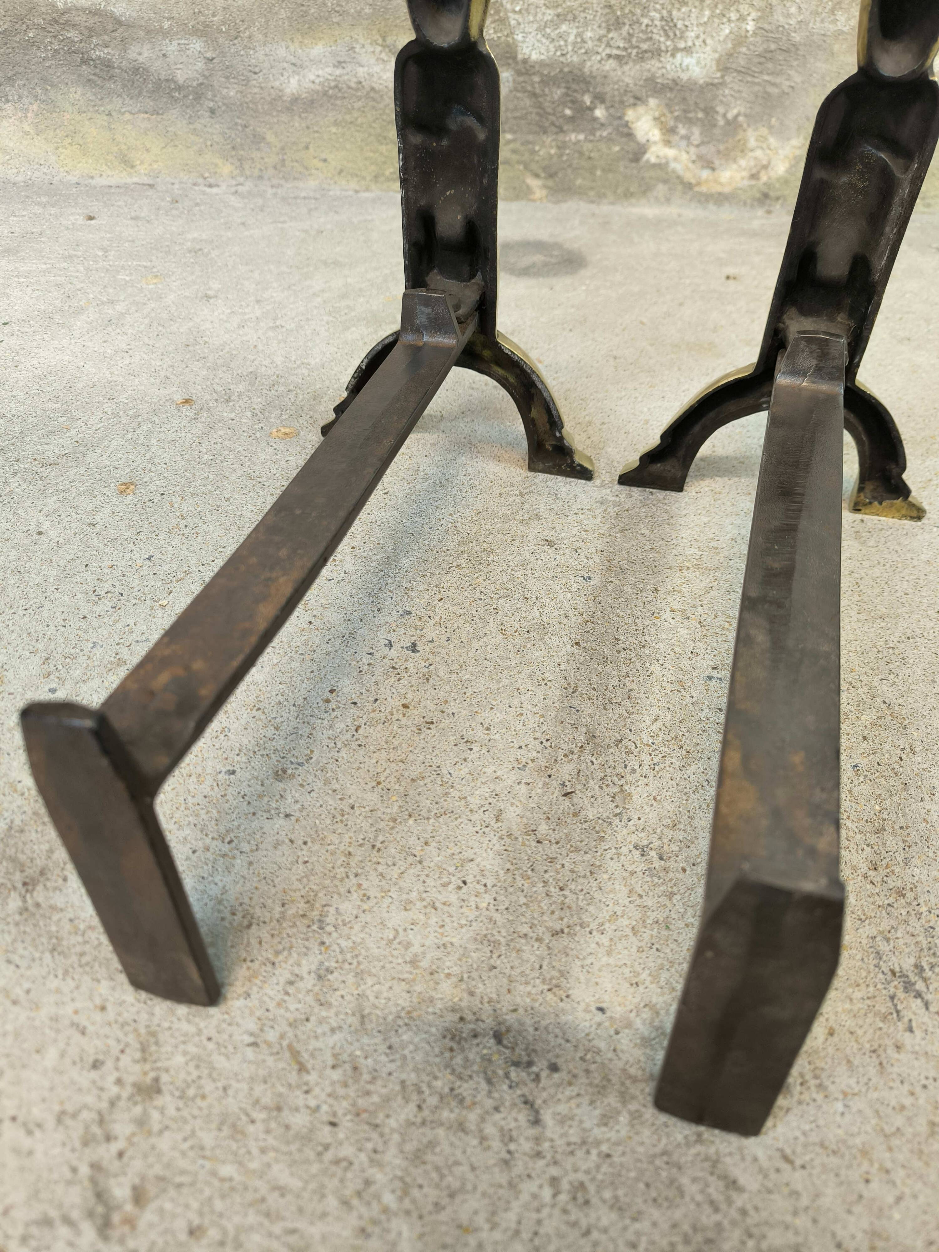 Pair of bronze "Shamans" andirons by Anton Prinner