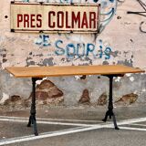 Antique bistro table with cast iron legs