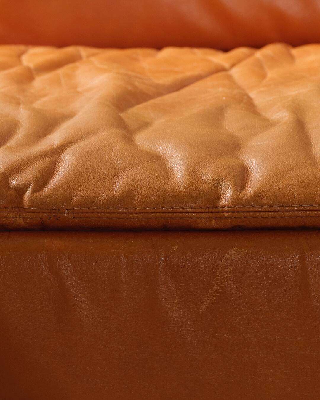 Paione modular sofa in brown leather, Claudio Salocchi, 1960s