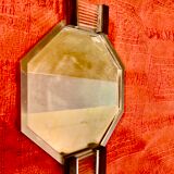 Modernist Art Deco mirror top in nickel-plated metal and handles translucent glass and ebony tube handles