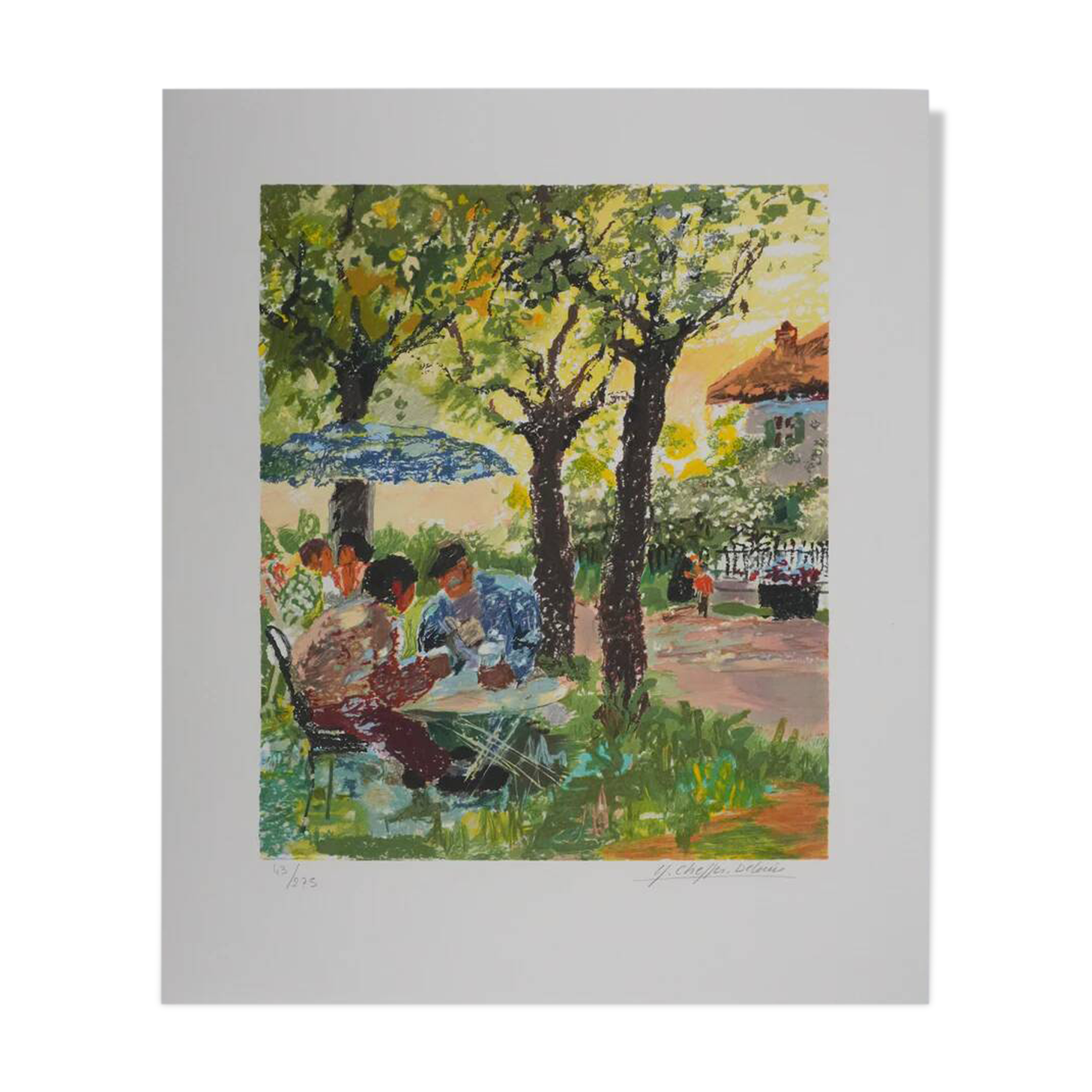 Yvonne Cheffer Delouis: Tea Time, original signed lithograph