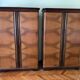 Lot de 2 armoires à rideaux Art Déco en bois marron, 1930s, intérieur compartimenté