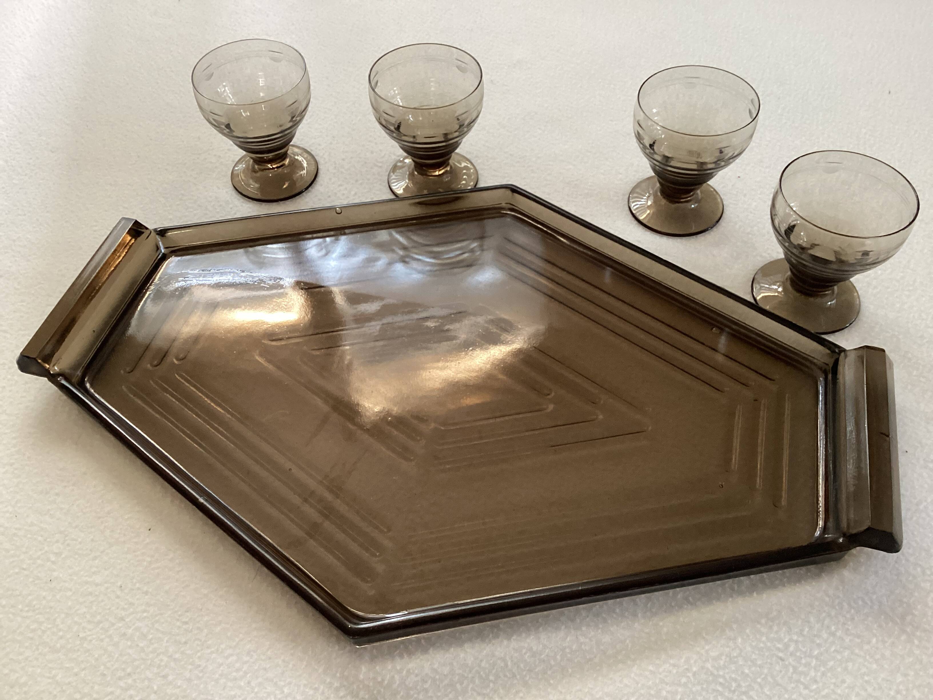 Art Deco glass and carafe set