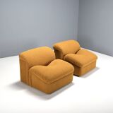 Exceptional Set of Two Bouclé 'Onda' Lounge Chairs by MetalArte, 1970s