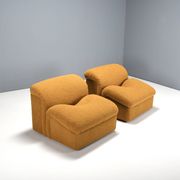Exceptional Set of Two Bouclé 'Onda' Lounge Chairs by MetalArte, 1970s