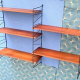 Nils Strinning 5-shelf teak wall-mounted bookcase, 115 cm x 80 cm
