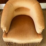 Yellow velvet toad armchair