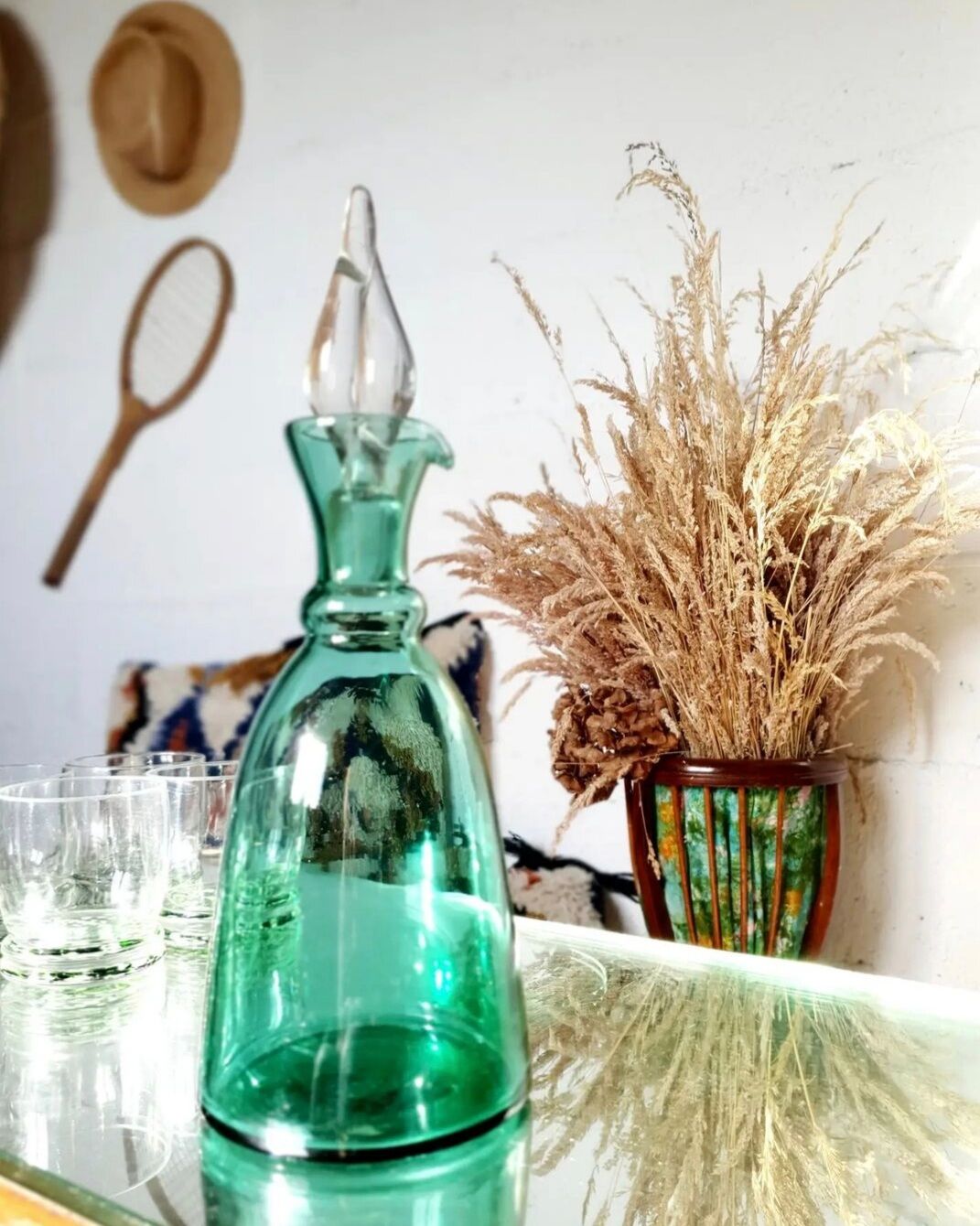 Carafe en verre avec bouchon fuselé