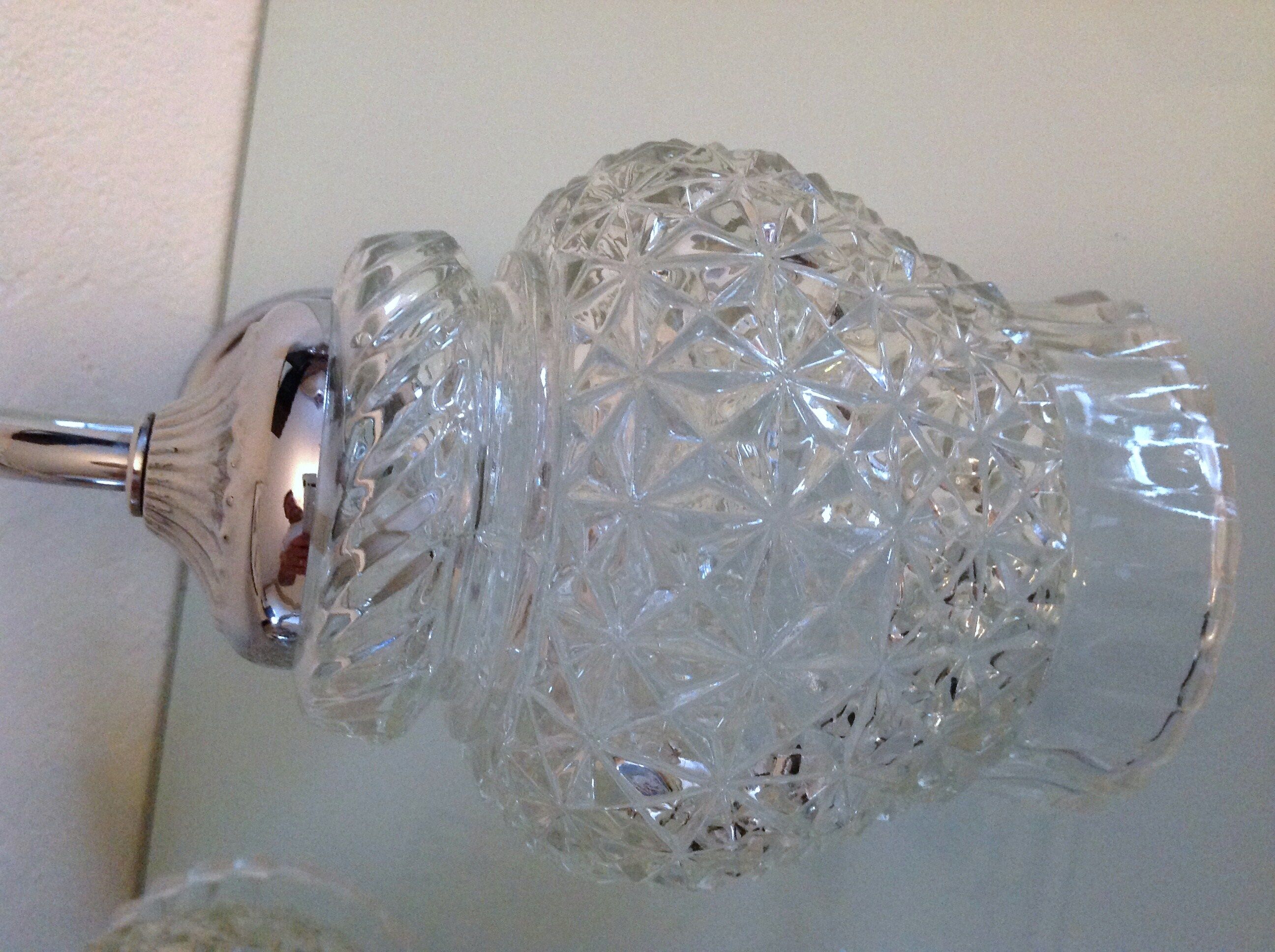 Pair of structured glass and chrome metal, 60s