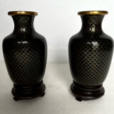 Pair of cloisonné brass vases