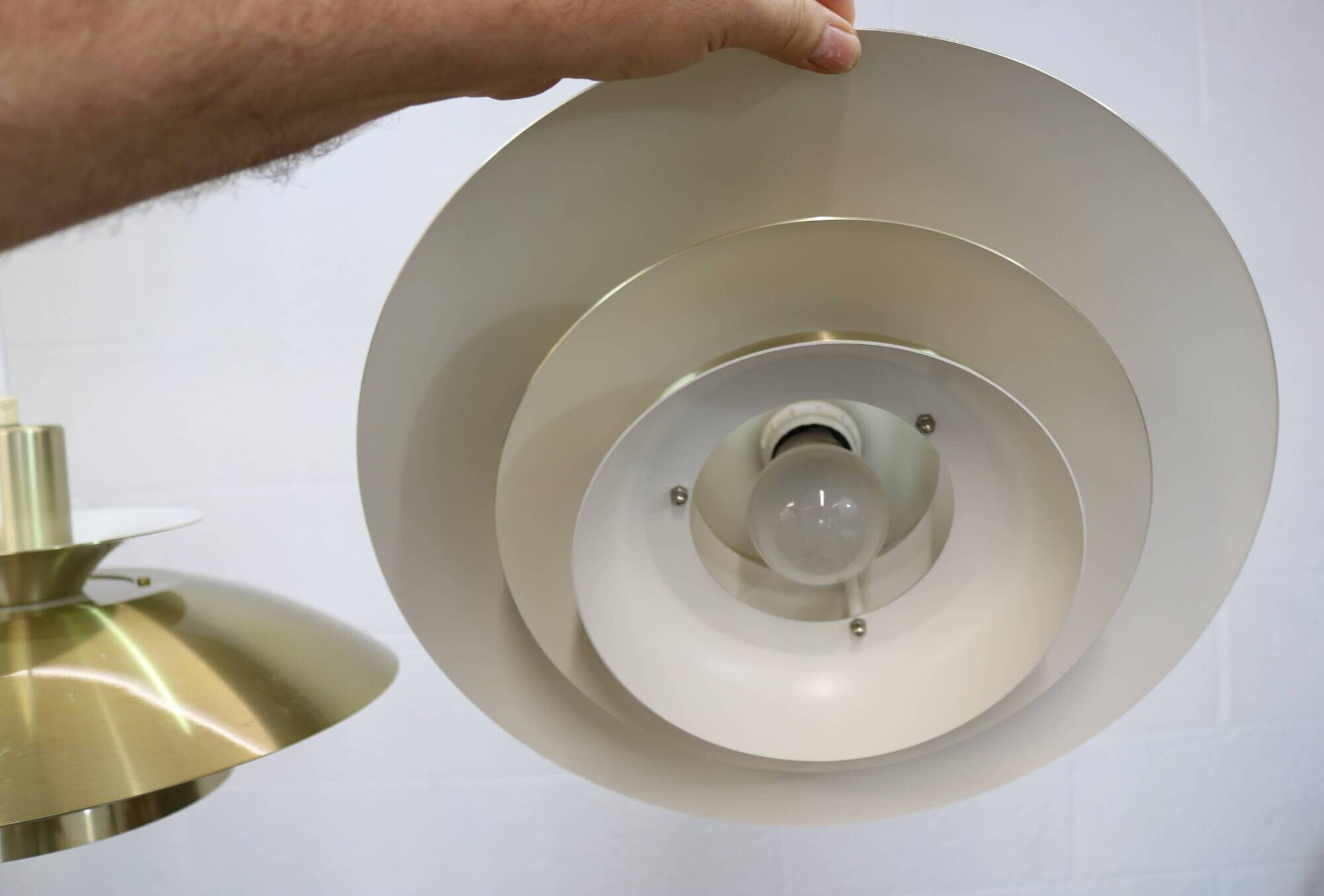 Rare golden pair of Danish design lamps  - great condition.