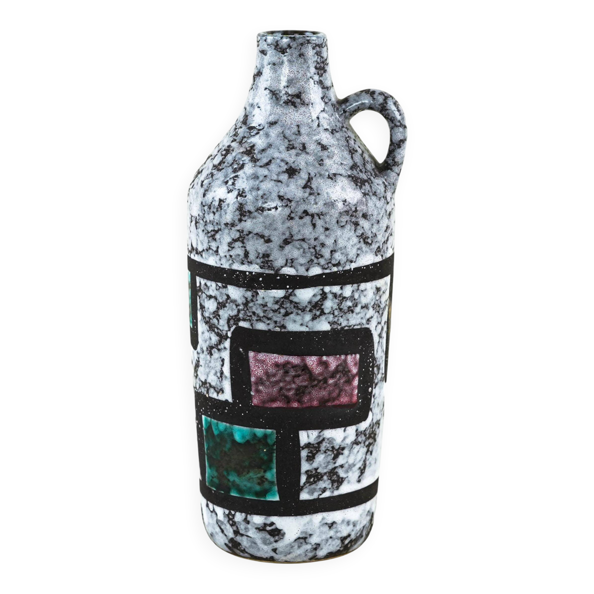 Ceramic vase with a handle, German design, 1960s, manufactured by Strehla