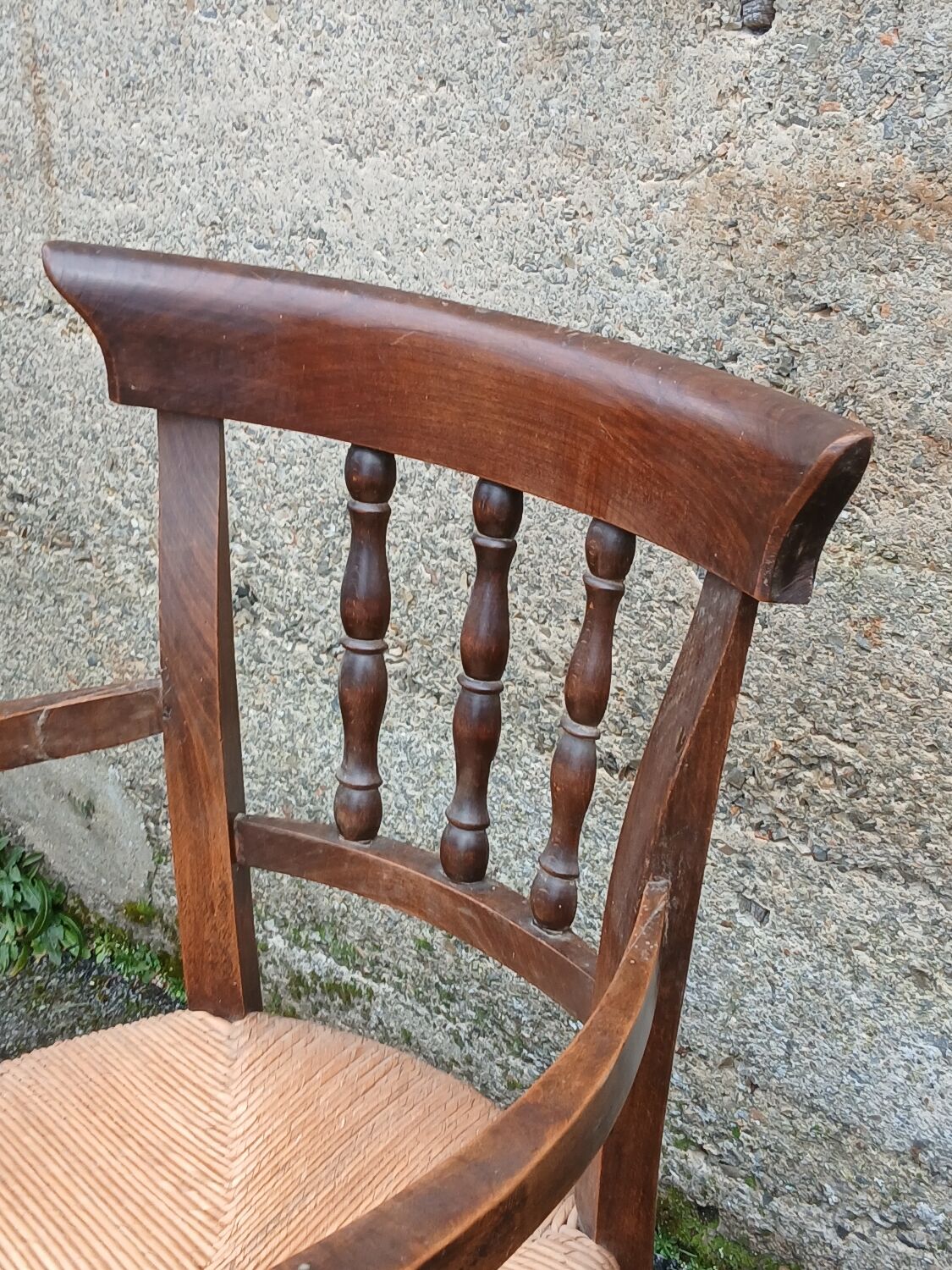Pair of antique straw-seated armchairs