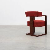 Art Deco red Reupholstered Chair, Belgium ca. 1920