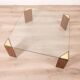 Vintage 80's table in wood, brass and glass, italian design