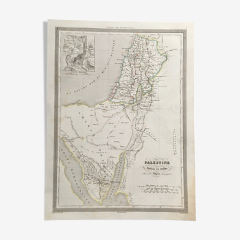 Geographic map 19th numbered Palestine divided into tribes