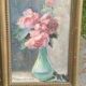 Watercolor still life, signed stella samson, bouquet of roses in a vase circa 1900