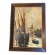 framed signed oil painting of Quimper on the Odet, regionalist, Brittany tableau