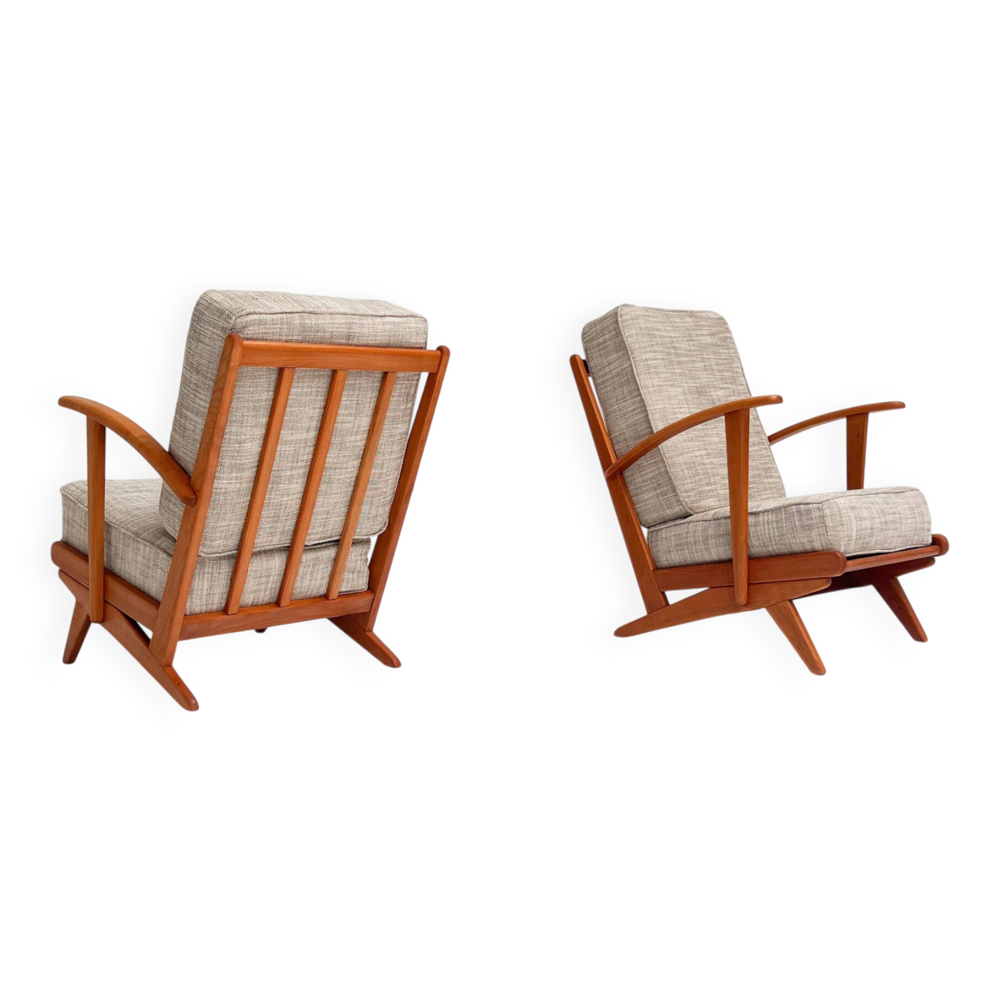 Wooden Midcentury armchairs with spindles from the 1960s
