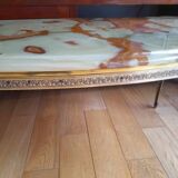 Marble and bronze brass coffee table and floor lamp set