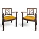 Pair of brutalist spool chairs