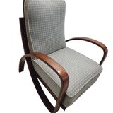 Hungarian Art Deco Lounge chair with curved, bentwood walnut armrests, 1930s
