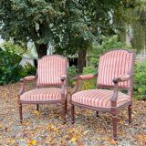 Paire De Fauteuils à Dossier Plat En Acajou De Style Louis XVI XIX Eme Siècle