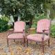 Pair of Louis XVI Style Mahogany Flat Back Armchairs, 19th Century