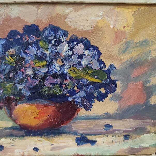 Painting Bouquet of Violets late 19th century