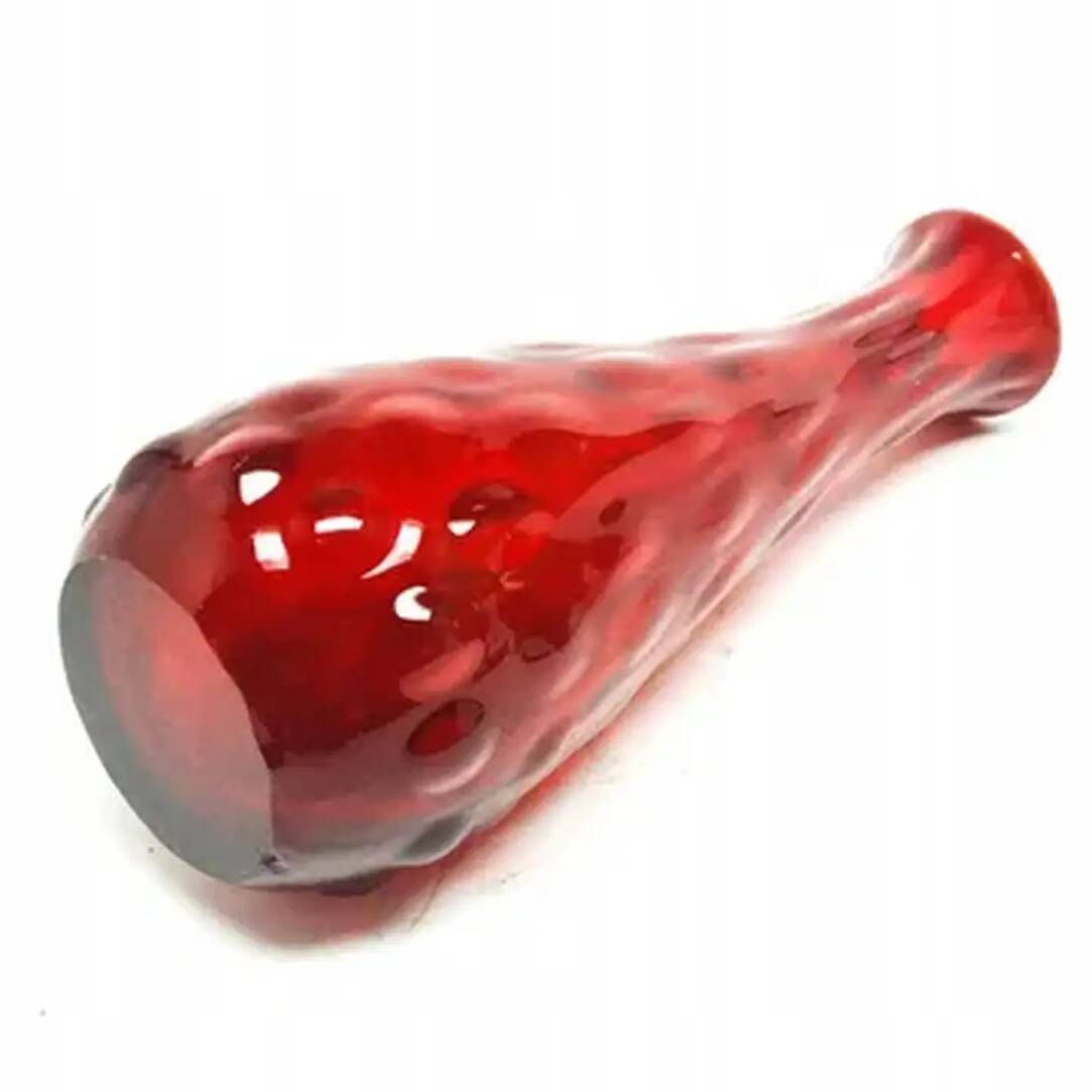 Bean vase, mid-century modern, red glass, Ząbkowice, Poland, 1970s