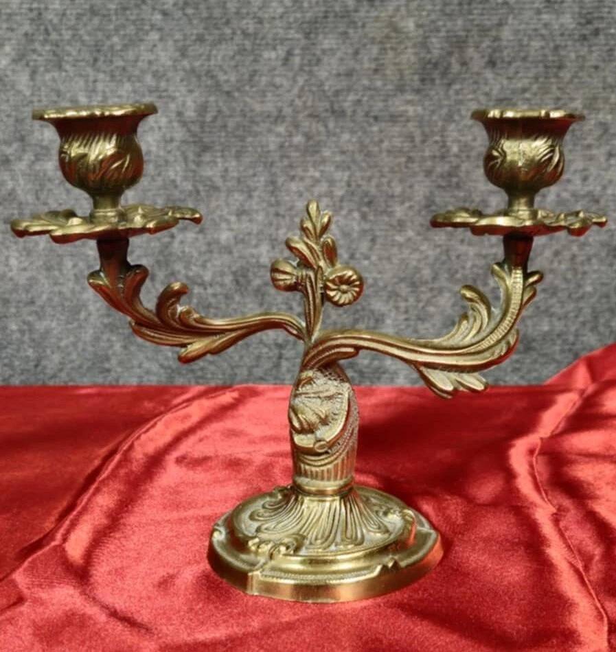 Louis XV Rococo style gilt bronze candlesticks circa 1900