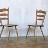 Pair of Scandinavian chairs or vintage wooden bistro