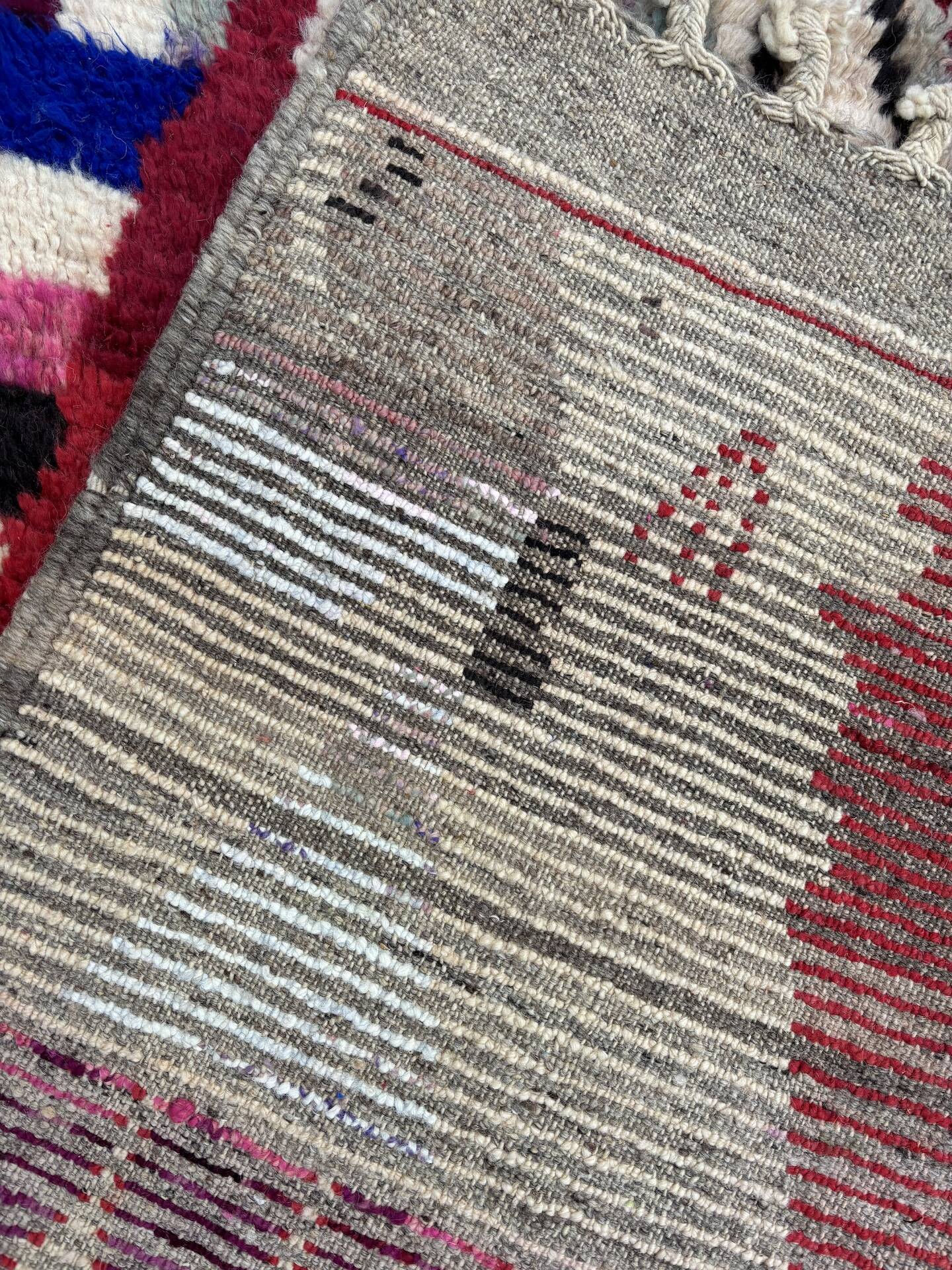 Berber Boujad multicolored wool hallway rug 70x360 cm