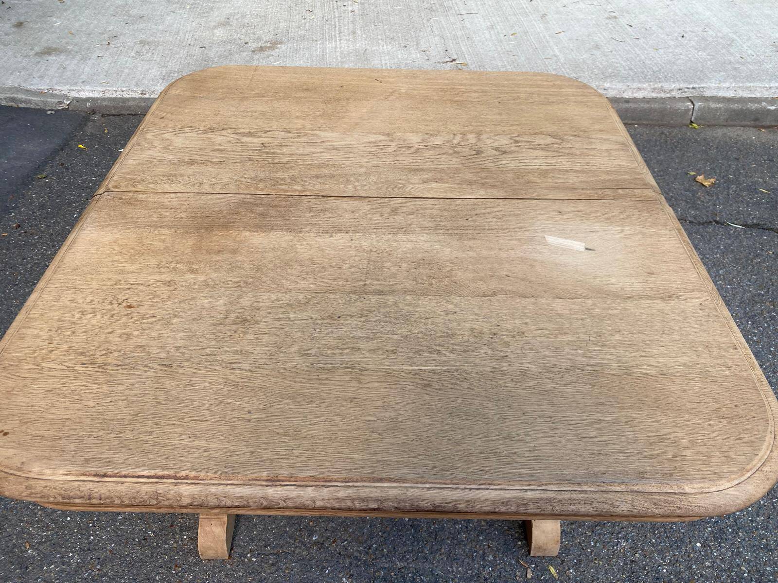 Art Deco extendable dining table with a central pedestal, stripped, made of solid oak 193.